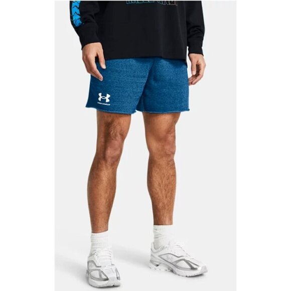 Under Armour Mens Rival 6" Shorts XL Blue Terry  Loose Fit‎ Gym Workout Athletic - Picture 1 of 11